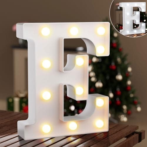 Image of Ledido LED Light Up Marquee Letters Sign - Cool & Warm Light up Letters for Birthday Decorations, LED Letter Lights for Proposal Wedding Grad Bar Home Bedroom Table Wall Party Decor, Letter E
