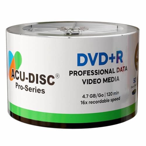 Image of 50 Pack ACU-DISC Pro-Video Data DVD+R Blank Discs 4.7GB 16x Speed 120 Mins (18346)