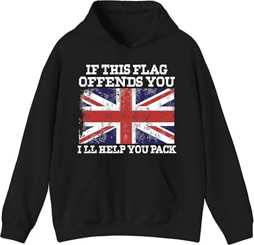 Image of If This Flag Offends You I’ll Help You Pack Hoodie, Vintage Patriotic UK Pride Pullover, Friends gift Hoodie Black
