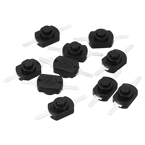Image of PATIKIL Latching Push Button Switch, 10 Pcs Straight Pin On/Off Self-lock DC 30V 1A Micro Control Switch for Flashlight Light Lamp Wall Outlet DIY, Black