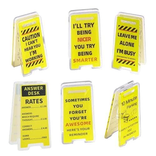 Image of 6Pcs Desk Decor Funny Sign Clips Novelty Gifts for Colleagues, Mini Funny Desk Accessories Office Decoration Sign Ornament Plaque Answer Rates Leave Me Alone I'm Busy