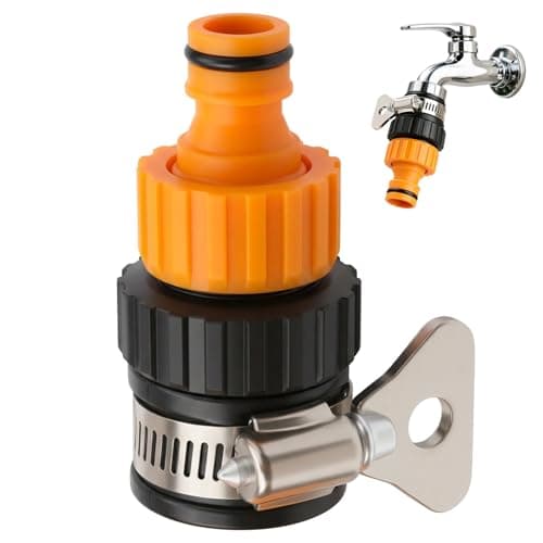 Image of Universal Tap Connector 12-16mm Kitchen Tap Hose Connector Adjustable Garden Tap Fitting Set Faucet Adapter with Stainless Steel Clip Hose Pipe Fitting for Garden Bath Indoor and Outdoor