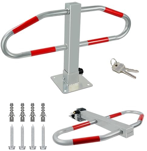 Image of Crystals Heavy Duty Parking Bollards, Security Posts for Driveways, Folding Parking Barrier for Garage, Car Park with 2 Keys Lock – 73 x 46 x 18 cm