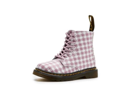 Image of Dr. Martens unisex-child 1460 Pascal (Toddler), White/Dusty Rose Gingham, 10 Toddler