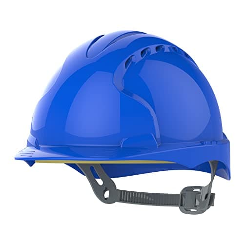 Image of JSP EVO2 Safety Helmet Hard Hat - Vented - Blue - Slip Ratchet Adjustment - Adjustable Precision Fit Harness - Lightweight - For Construction, Building, Civil Engineering & Industry - EN397