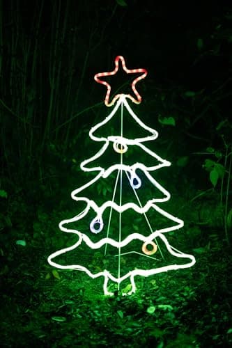 Image of Garden Mile Festive Lighting Large Pre-Lit Christmas Tree Rope Lights Xmas Tree Silhouette LED Lights Waterproof Indoor and Outdoor Christmas Decoration Xmas Home Decor (Christmas Tree)
