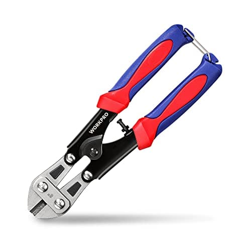 Image of WORKPRO Mini Bolt Cutter 8 Inch / 200 mm, Cr-V Steel Heavy Duty Wire Cable Cutter, Spring Snips Clippers with Soft Anti-Slip Handle