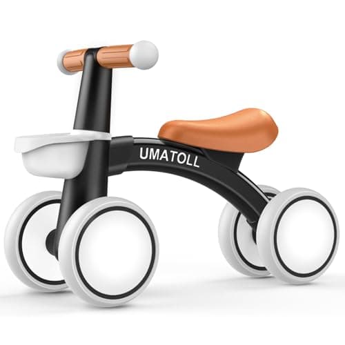 Image of Umatoll Baby Balance Bike for 1 Year Old Boys Girls, 12-24 Months Toddler Balance Bike with Removable Basket, Adjustable Seat, 4 Wheels Infant Bike, First Birthday Gift (Black)
