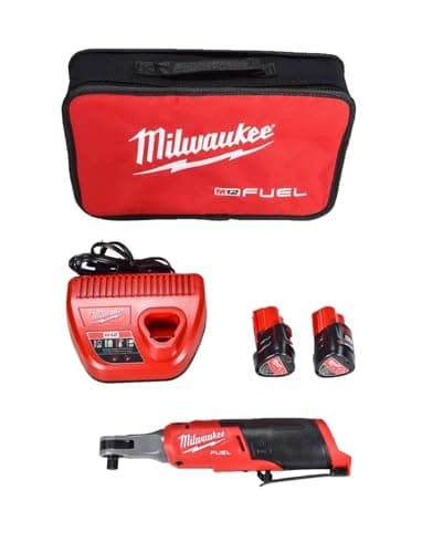 Image of Milwaukee M12 FUEL 12-Volt Lithium-Ion Brushless Cordless High Speed 3/8 in. Ratchet Kit w/(2) Batteries, Charger and Bag
