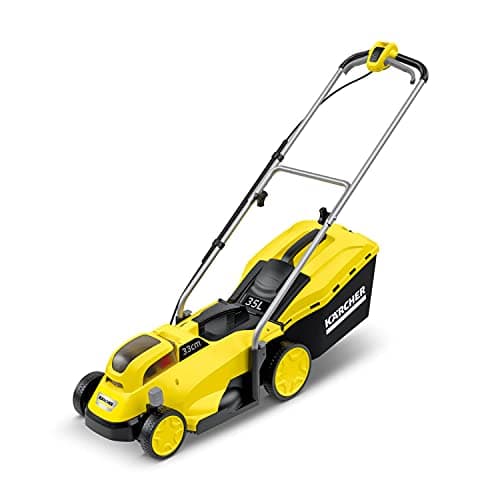 Image of Kärcher 18v Lawn Mower LMO 18-33 Battery Set, Incl. 18v Battery and Fast Charger, Performance: 250m², Cutting Width: 33cm, Adjustable Cutting Height: 35-65mm, Mulching Plug, 35L Catcher Box
