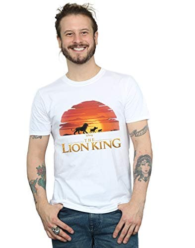 Image of Disney Men's The Lion King Movie Sunset Logo T-Shirt White XX-Large