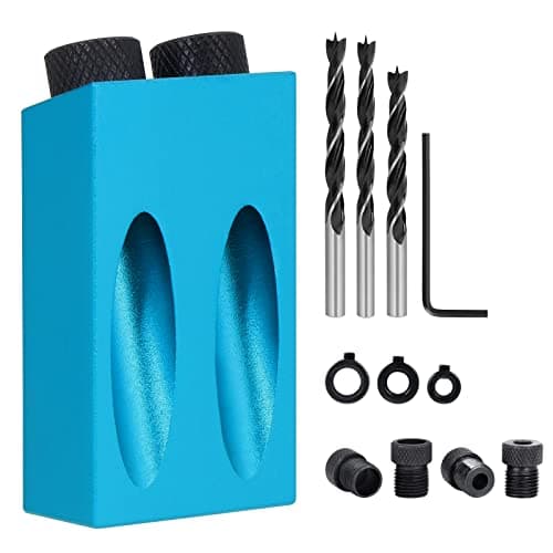 Image of Knpwer 14 Pcs Pocket Hole Jig,15 Degree Woodworking Inclined Hole Jig,Inclined Hole Jig with 6/8/10mm Drive Adapter for Woodworking Angle Drilling Holes