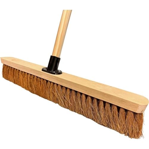 Image of LSC 24” Broom Indoor Outdoor Soft Broom Sweeping Brush with Wooden Handle Natural Coco Bristles Indoor Floor Brush with Dense Soft Bristles Brooms for Room (PACK OF 1)