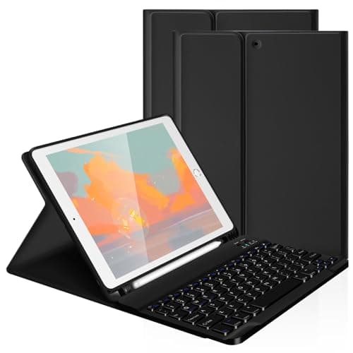 Image of LAMA 9.7 Inch iPad Keyboard Case, Wireless Keyboard Case for 9.7" iPad Pro (2018 iPad 6th Generation,2017 iPad 5th Generation,2016 iPad Pro,iPad Air 2/1) Detachable Keyboard Case&Pencil Holder,Black
