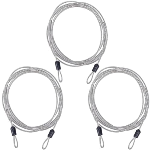 Image of GORGECRAFT 3Pcs 2M Long Security Safety Cable Luggage Lock 3mm Braided Stainless Steel Safety Cable Wire Rope Double Loop Lightweight Security Chains for Outdoor Gate Luggage Lock
