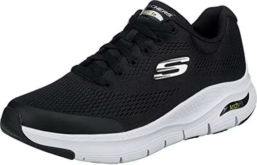 Image of Skechers Men's Arch Fit Sneaker,Black Textile/Synthetic/White Trim,9.5 UK