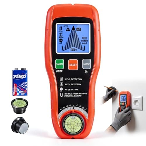 Image of Snorthy Stud Finder Wall Scanner 7-in-1 Electronic Stud Detector with LCD Display & Audio Alarm Wall Sensor for AC Live Wire Metal Studs Detection Wood Joist Pipe Nail Wall Scanner for Electricians