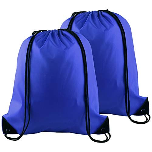 Image of FEPITO 2 Pack Drawstring Backpack Bags Tote Sack Cinch Bag String Backpack for Gym Traveling, Blue