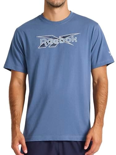 Image of Reebok Apparel Men's Daybreak Crewneck T-Shirt, Standard Fit, Lightweight Cotton-Poly Jersey Fabric, Vector Shadow, XXL