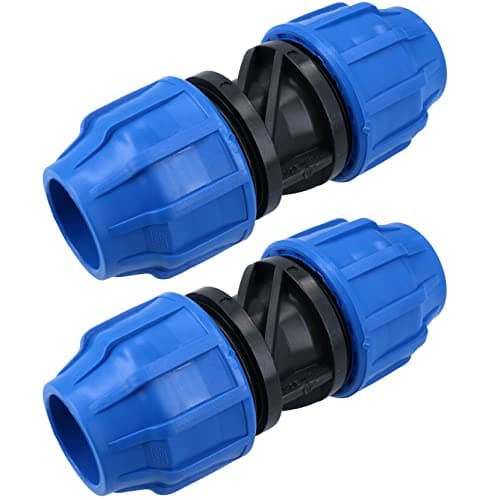 Image of 32 x 32mm MDPE Straight Pipe Compression Fitting Coupling Connector 2PK