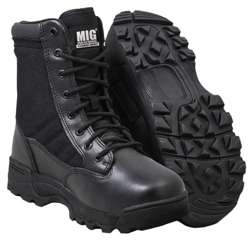 Image of Mens MIG side zip & lace up Army Tactical Combat Boots (Black, UK5)