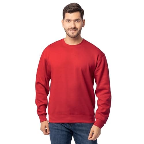 Image of Fruit of the Loom Men's Eversoft Fleece Crewneck Sweatshirts, Moisture Wicking & Breathable, Sizes S-4x Shirt, Red, M