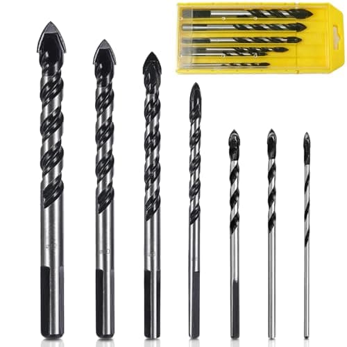 Image of ZFYQ Drill Bits Set for Ceramic Tile, Porcelain, Brick, Glass, Plastic and Wood with Durable Storage Box, 7Pcs