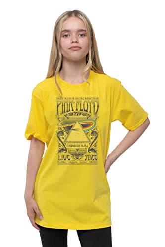 Image of Pink Floyd Kids T Shirt Carnegie Hall Poster New Official Yellow Ages 3-14 Yrs, Yellow, X-Small (3/4 Yrs)