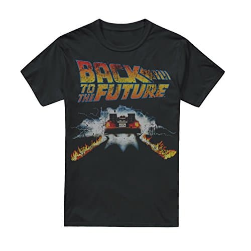 Image of Back to the Future Men's DELOREAN Regular Fit Crew Neck Short Sleeve T - Shirt, Black (Black Blk), Xx-Large