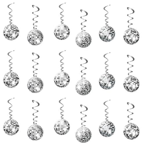 Image of 36Pcs Disco Ball Decorations - 70s Disco Party Decor Hanging Swirls Silver Ceiling Decor for Retro Disco Fever Parties Birthday Events Party Favors Supplies Ideal for Home Entertainers Party Planners
