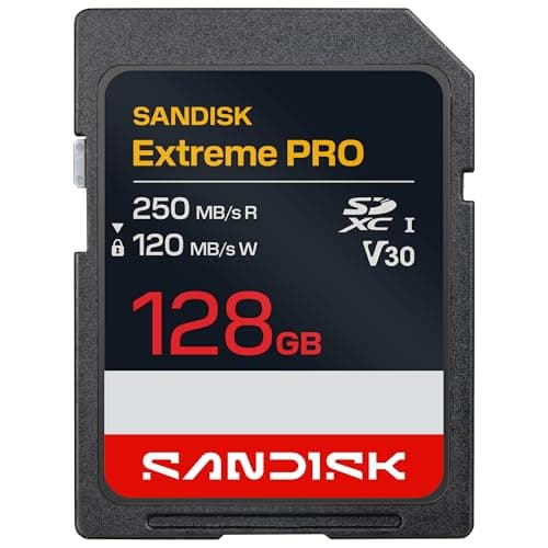 Image of SANDISK Extreme PRO SD UHS-I Card 128GB (up to 250MB/s read speed and 120MB/s write speed, 4K UHD video, U3, V30) Memory Zone App