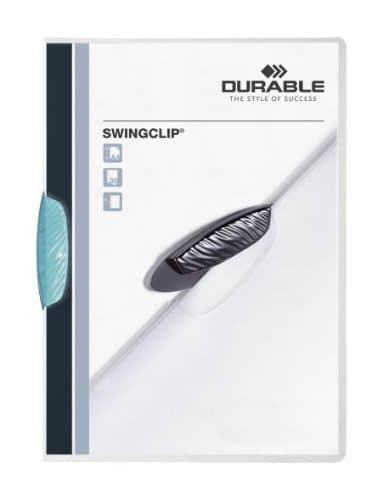 Image of Durable A4 SwingClip Crystal Folder Polypropylene Capacity 30 Sheets, Light Blue, Pack of 25