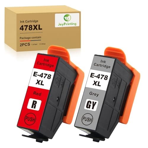 Image of JoyPrinting 478XL C13T04F54010/ C13T04F64010C ompatible 478 478XL Ink Cartridges Replacement for Expression Photo XP-15000 Printer (1Red, 1Grey 2-Pack)