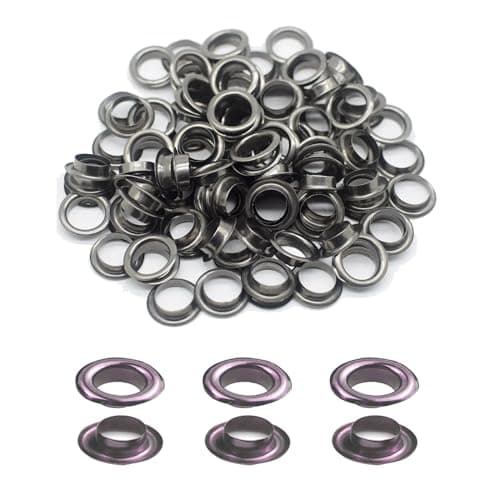 Image of 50 Sets Eyelets Grommets, 10mm Hole Black Metal Eyelets Washers Kits for Craft Canvas, Leather, Curtains, Fabric