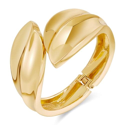 Image of LILIE&WHITE Gold Cuff Bangles Bracelet for Women- Hypoallergenic, Non-Fading Jewelry - Elegant and Stylish Accessory for Women, Gift for Special Occasions