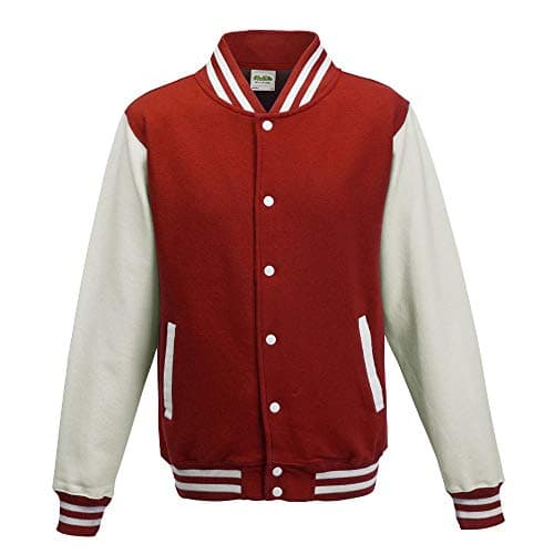 Image of Just Hoods Varsity Jacket Unisex College Jacket, Womens Men Unisex, College Jacke 'Varsity Jacket', Fire Red/White, XXL