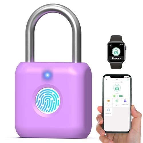 Image of Eseesmart Smart Fingerprint Padlock - Lock with APP Control,Gym Locker Lock,Keyless USB Charging Smart Lock for Gym Locker, Luggages & Suitcases