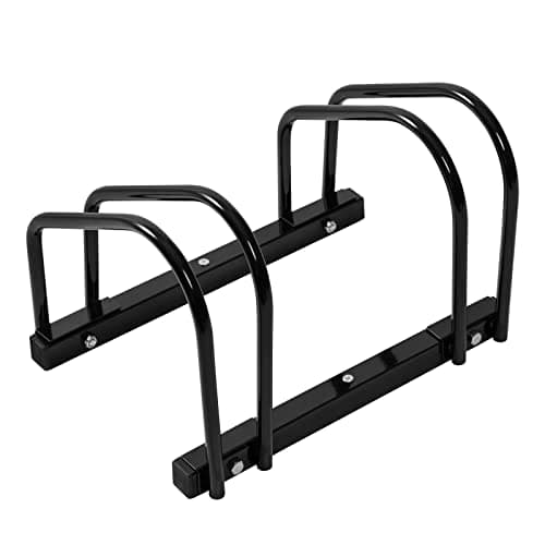 Image of WOLTU Bike Stand for 2 Bikes, Floor or Wall Mounted Bicycle Rack, Cycle Parking Stand Rack for Garage Storage, Metal Bike Rack Outdoor,Black