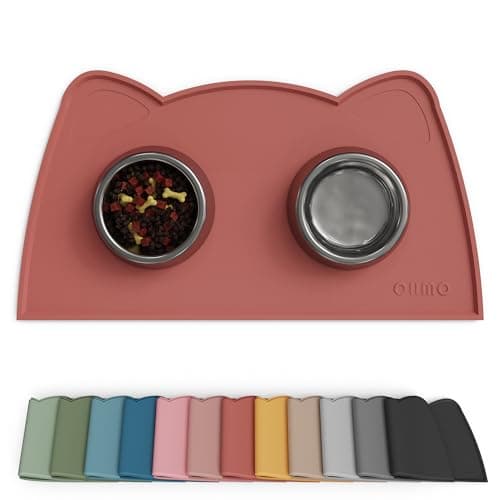 Image of OHMO Cat Food Mat, Silicone Waterproof Dog Food Mat, Non-Skid Spill Proof Pet Feeding Mat for Food and Water, Easy to Clean Dog Placemat(Erythrinus, 46 * 25cm)