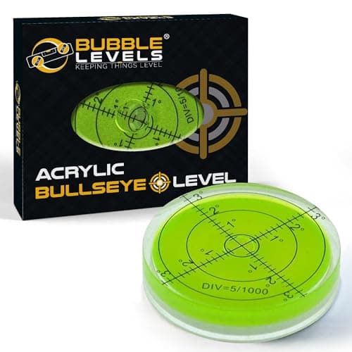 Image of Large Acrylic Precision Bullseye Spirit Level | 60mm Diameter, Degrees, Circular, Surface Level - Bulls Eye Level for Caravans (Supplied in a Gift Box) (Acrylic)
