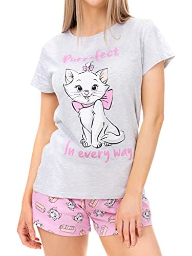 Image of Disney Pyjama Womens | Aristocats Pyjamas for Women | Cotton Short Pjs for Women Sets Grey Size Medium