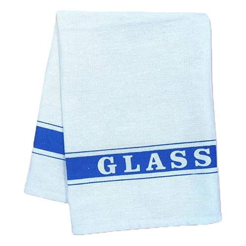 Image of HOMESHOPA Cotton Glass Cloth, 1 Pack Blue Professional Catering Heavy Duty Kitchen Tea Towel, Colour Coded Cleaning Cloths, Lint Free, Washable, Absorbent and Quick Dry