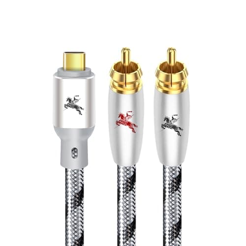 Image of Impeto Audiophile USB C to 2 RCA Cable 2x RCA to type C Audio Cable Phono USB C Stereo Y Splitter Red and White Aux Compatible with Hi-Fi Amplifier Speaker MP3 TV Phone 1M