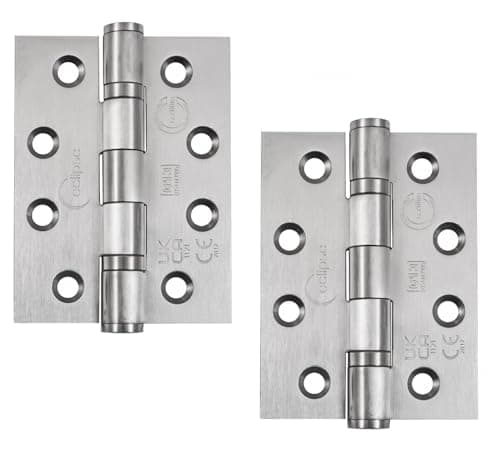 Image of Eclipse 14854 Grade 13 Ball Bearing Door Hinges, 4 Inch (102mm), Fire Rated FD120, Satin Stainless Steel - 1 Pair
