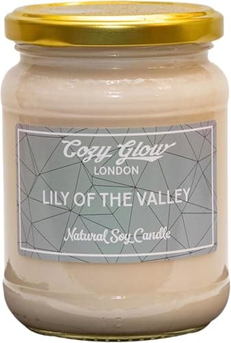 Image of Cozy Glow Lily of the Valley Scented Candle | Large Jar Soy Candle | Long Burning: up to 80 Hours | Fresh Floral Home Fragrance Gift
