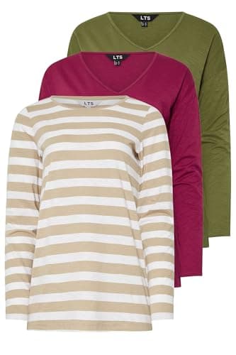 Image of Long Tall Sally - LTS Tall 3 Pack & Green Cotton Long Sleeve T-Shirts - Women's