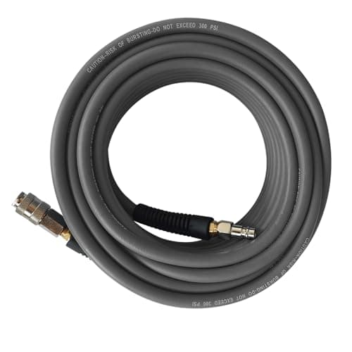 Image of PVC/Rubber Hybrid Air Hose Grey with 1/4" Europe Steel Quick Coupler and Plug Fittings, 15m Length