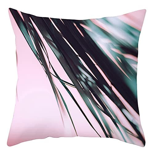 Image of Lieson Decorative Throw Pillow Cases, 1Pcs Indoor Throw Pillow Covers 18x18 Outdoor Cushion Covers Green Pink 45x45cm Palm Leaf, Polyester