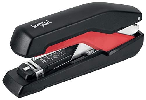 Image of Rexel Supreme Omnipress Full Strip Stapler, 30 Sheet Capacity, Flat Clinch Stapling, Includes Staples, Metal Body, Black/Red, 2115678