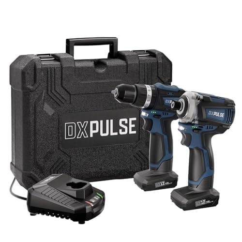 Image of DXPULSE 12V Brushless Combi Drill & Impact Driver Kit, 1/4" Hex Drive, 2 x 4.0Ah Batteries, Fast Charger, LED Light, Screwdriver & Drill Bits, Compact Cordless Kit
